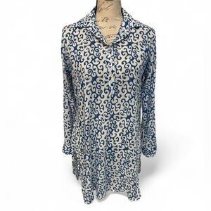 Oliphant Blue & White Cotton Tunic Top – Size XS EUC